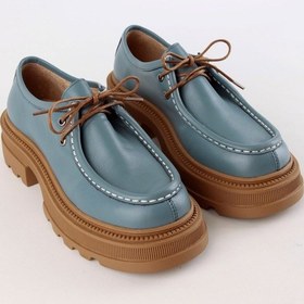 Resim Gabriel Mavi Hakiki Deri Kadın Loafer Mavi 