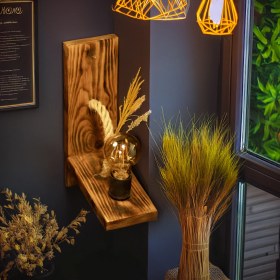 Resim Artistix Rustik Modern Aplik Ahşap Aplik Duvar Lambası Cafe Otel Restorant Için Ahşap Aplik Duvar Lambası Oturma Odası Yatak Odası Dekoratif Aydınlatma Iskandinav Model 