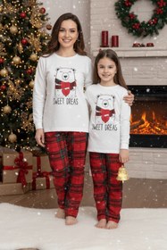 Resim ELİTOL Termal Ekose Sweet Dreams Anne-Kız Pijama Takımı 