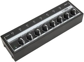 Resim Kulaklık Amplifikatörü, Profesyonel 100-240V 8 Kanallı Kulaklık Amplifikatörü Tak Ve Çalıştır Demir Kabuk Sahne Için Yüksek Güç (AB Fişi) 