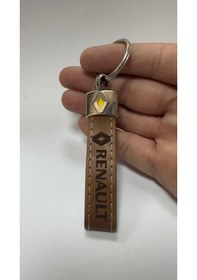 Resim Renault İle Uyumlu Yazılı Ve Logolu Anahtarlık Kahverengi 