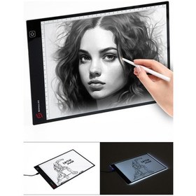 Resim Led Işıklı Siyah Çerçeveli A4 Çizim Kopyalama 3 Seviyeli Ayarlanabilir Portre Çizim Tableti Beyaz - Siyah 