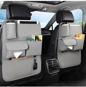 Resim Dashanshop Gri 1 Adet Elmas Desenli Pu Deri Oto Koltuğu Düzenleyici Çok Bölmeli Saklama Ünitesi 