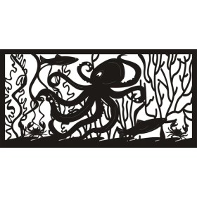 Resim Ahtapot ve Balıklar Temalı (Oto-Motor-Laptop-Duvar-Dekor) 20 x 10 cm 