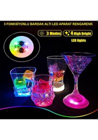 Resim Renkli Led Işıklı Bardak Altlığı - 12 Adet, Pilli 
