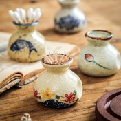 Resim Vintage Seramik Kürdanlık - Çiçek ve Balık Tasarımlı Dekoratif Mutfak Saklama Kavanozu, Ev veya Restoran Kullanımı için Rustik Krem Taban, Mutfak Aksesuarı | Geleneksel Estetik | Parlak Seramik Yüzey 