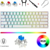 Resim Leaven K620 Rgb 61 Tuş Type-C Kablolu Hot Swap Mekanik Klavye-3 Adet Switch Hediyeli 