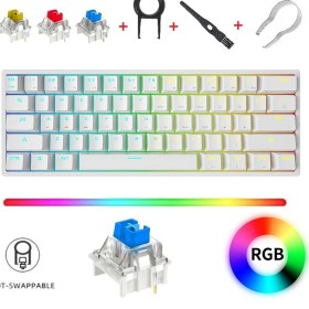 Resim Leaven K620 Rgb 61 Tuş Type-C Kablolu Hot Swap Mekanik Klavye-3 Adet Switch Hediyeli 