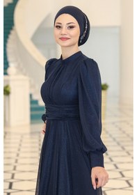 Resim Raika Moda Şık Tasarım Tül Kübra Abiye Lacivert 