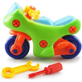 Resim Children's Toys Detachable and Assembled Motorcycle Plastic Building Block Toys - A 