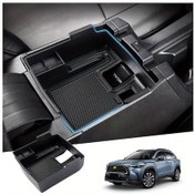 Resim Chuangyinshop 2022-2024 Corolla Cross Konsol Organizatörü Siyah Araç Kolçak Saklama Kutusu 