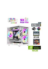 Resim Xaser Sova Cube X60 R7-5700X 32 GB 1 TB M.2 NVME SSD 16 GB RTX5060TI Free Dos Masaüstü Oyuncu Bilgisayarı 