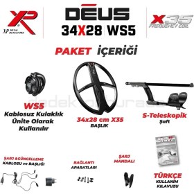 Resim XP Dedektör Deus Dedektör - 34X28CM X35 Başlık, Ws5 Kulaklık 