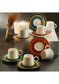 Resim Sandro Moreno 1453 Farfar Double Yüzük Gold 12 Parça 6 Kişilik Kahve Fincan Takımı 120 Ml Ar210110 