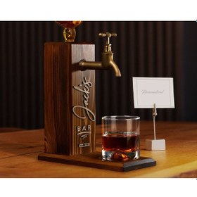 Resim Bk Gift Kişiye Özel Kabartma İsimli Musluklu Doğal Ahşap İçki Standı, Home Bar, Viski Çeşmesi, İçecek Dispenseri, Ahşap İçecek Çeşmesi-25 