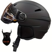 Resim Bollfo PC+EPS Kayak Kaskı Gözlüklerle - Yüksek Kaliteli, Siyah, Ayarlanabilir Askı, Açık Hava Sporları, Kayak, Snowboard ve Skateboard için Nefes Alabilen Tasarım, Kayak Ekipmanı | Nefes Alabilen Kask | Ayarlanabilir Askılı Kask 