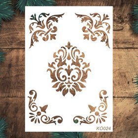 Resim Stencil Tasarım KÖ024 Köşe, Göbek Desen- Dekoratif Duvar, Fayans ve Eşya Boyama Şablonları 21X30CM 