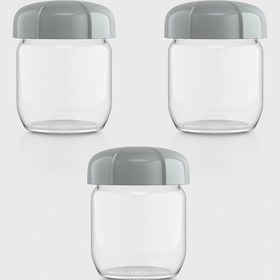 Resim Renga Rhea 425 Ml Gri Kapaklı 3'lü Cam Kavanoz Seti 131010 Gri 