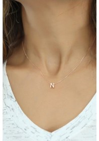 Resim Gümüş Gold Kaplama Harf Kolye 