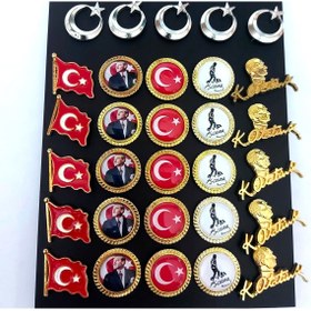 Resim şahane parti Mustafa Kemal Atatürk Ve Türk Bayrağı Rozet Seti 