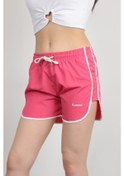 Resim Kadın Deniz Şortu İp Bağlama Hafif Lastikli Bel Kısa Kesim Fuşya - 5402 Fuşya 