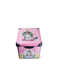 Resim Style Box Retro Unicorn Desenli 20 L Dekoratif Oyuncak Ve Saklama Kutusu Pembe 