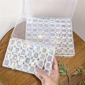 Resim Küpeler, Boncuklar ve El İşleri için 28/56 Bölmeli Şeffaf Plastik Takı Kutusu 
