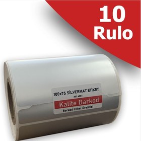 Resim Kalite Barkod 100X75 Silvermat Etiket 10 Rulo Demirbaş Etiketi 