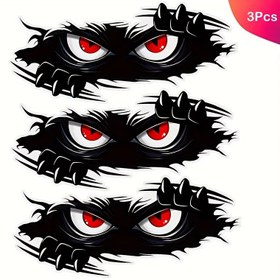 Resim 3 adet Büyük Boy Siyah Sahte Kürkli Sinirli Canavar Peeping Vinil Araba Çıkartmaları - Arabalar, Kamyonlar ve Spor Araçları için Nem ve Hava Koşullarına Dayanıklı, Şık Çıkartmalar 