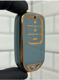 Resim Honda Civic Crv Hrv Accord City Uyumlu Sustasız Anahtar Kılıfı Gri - Gold 