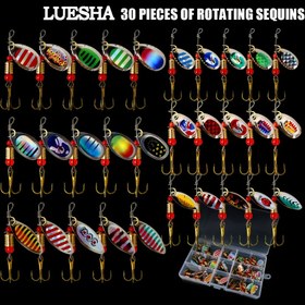 Resim 30 Parça Tam Spinner Yem Balıkçılık Yem Seti - Levrek, Alabalık, Somon, Walleye Yakalamak İçin Mükemmel - Tüm Sular İçin Sağlam Kanca - Balıkçılar İçin Olmazsa Olmaz Ekipman 