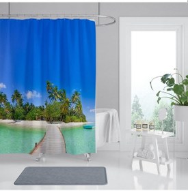 Resim Banyo Perdesi 1x180x200 Tek Kanat Duş Perdesi Halka Hediyeli Duşakabin Perdesi Happiness Çok Renkli 