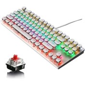 Resim CoverZone Leaven K550 Kablolu Klavye Daktilo Tarzı Su Geçirmez LED Rgb Gökkuşağı Renler Mekanik Oyuncu Işıklı Klavye Ergonomik Tasarım Rahat 150CM Kablo Uzunluğu Kullanım Bilgisayar Pc Için 
