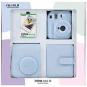 Resim Fujifilm Instax mini 12 Mavi Fotoğraf Makinesi 10'lu Film Kare Albüm ve Deri Kılıf Bundle Box 