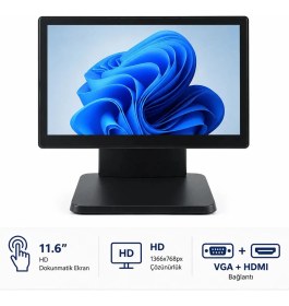 Resim Grandstarr TM116M 11.6'' HD Endüstriyel Dokunmatik Monitör - HDMI ve VGA Haberleşmeli 