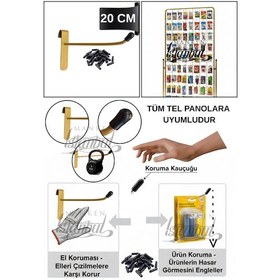 Resim Tel Pano Kancası Koruma Kauçuklu Gold 20 Cm Deluxe Raf Askısı Ekstra Güçlü 25 Adet Gold 