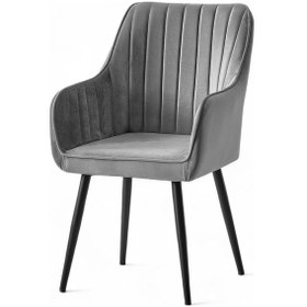 Resim Nova Sandalye - Babyface Gri - Siyah Metal Ayak 