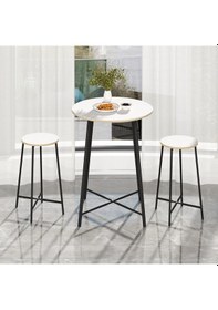 Resim Oval 2 Kişilik Yemek Masası Bar Masası Mutfak Beyaz 1527 