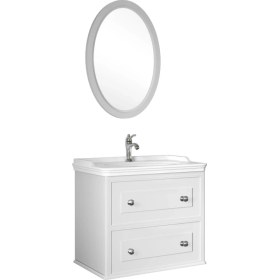 Resim Kale Mıro 80 cm Set (Lavabo Dolabı+Ayna) Mat Beyaz 