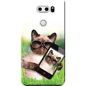 Resim Ceppare Lg V30 Kılıf LG-H930 Desen Baskılı Silikon Kapak Kedi Tasarım STK:452 