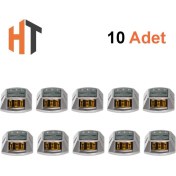 Resim 10'lu Set Kırmızı Solar Yol Butonu 3x3 Ledli 