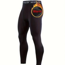 Resim Erkek Termal Pantolon, Sıkı Sıkıştırma Polar Taban Katmanı, Erkek Basketbol Atletik Egzersiz Koşu Tayt Spor Salonu İçin Erkek Spor Tayt 