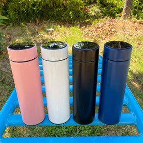 Resim 1 adet Akıllı Sıcaklık Göstergeli Vakumlu İzole Su Şişesi, 500ml/16.9oz - 304 Paslanmaz Çelik, Pil ile Çalışan LED Kapak, Sıcak ve Soğuk İçecek Termosu Spor, Noel, Cadılar Bayramı, Sevgililer Günü Hediyesi 