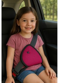 Resim Çocuk Emniyet Kemeri Düzenleyici Pembe Renk Araç İçi Güvenlik Ve Konfor Aksesuarı 
