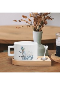 Resim Bk Gift Kişiye Özel İsimli Diş Hekimi Tasarımlı-2, Ahşap Altlıklı Seramik Fincan, Meslek Hediyesi, Yeni İş Hediyesi Kobitmeyen137925 Bk Gift 