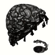 Resim Tül Detaylı Paisley Bandana Başörtüsü - Erkek Moda Aksesuarı - Hafif Örgü - Baskı Tasarım - Manyetik Özellikler Yok 