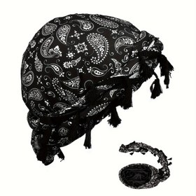 Resim Tül Detaylı Paisley Bandana Başörtüsü - Erkek Moda Aksesuarı - Hafif Örgü - Baskı Tasarım - Manyetik Özellikler Yok 