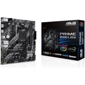 Resim Asus Prıme B550M-K Argb Ddr4 5100MHZ 1xhdmı 1xdp 2xm.2 USB 3.2 Matx Am4 (Amd Am4 5000/4000 G/3000 Serisi Ile Uyumlu) 