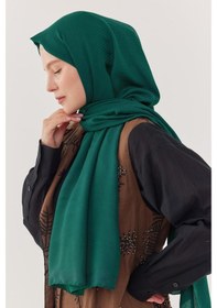 Resim Mirsoy Scarf Çizgi Desen Pamuk Jakar Şal - Petrol Petrol 
