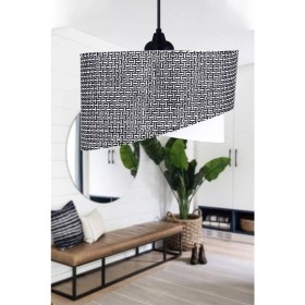 Resim Elips 2 Katlı Kumaş Pasta Avize Çocuk Odası Yatak Odası Salon Mutfak Hol 